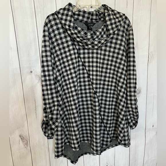 Ali Miles Tops - Ali‎ Miles Black & White Gingham Cowl Neck Tunic Top - Size XL